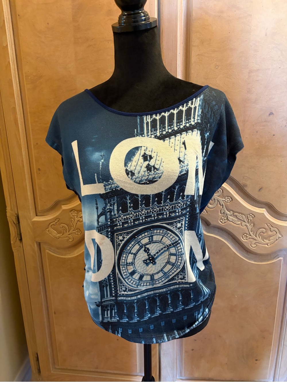 Vanilla Sugar navy and black logo strap top